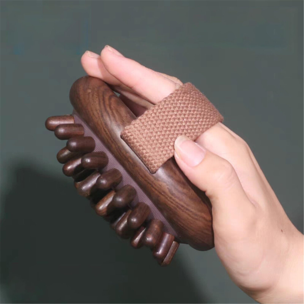 Wooden Massage Brush Sandalwood Meridian Body Massager with Ergonomic Grip for Cellulite Reduction