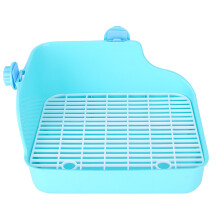 Caixa de areia para animais de estimação, ideal para gaiolas de coelhos, com grade, fácil de limpar, design suspenso, feita de plástico PP de