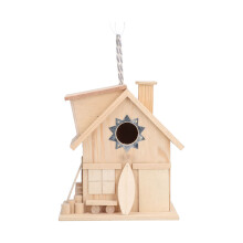 Vogelhaus aus Holz für den Garten, Vogelhaus für den Außenbereich aus Naturholz mit handgefertigtem Lattendach, mehrräumiges Vogelhaus,