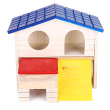 Maisonnette en bois amusante avec toboggan pour petits animaux (hamsters, gerbilles, rats, souris) avec double couche, cachette idéale, bois naturel