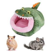 Slaaphuisje/bedje voor kleine dieren, caviahol met antislipbodem en afneembaar kussen, schattig cartoonontwerp voor hamsters, chinchilla's en egels.