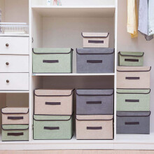 Clothes Storage Box Large Foldable Fabric Organizer for Wardrobe Shelves Green