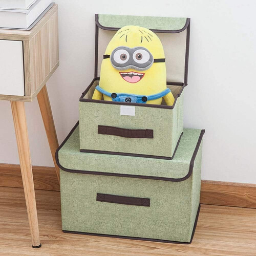 Clothes Storage Box Large Foldable Fabric Organizer for Wardrobe Shelves Green 2