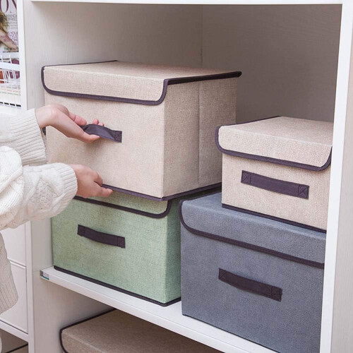 Clothes Storage Box Large Foldable Fabric Organizer for Wardrobe Shelves Green 1