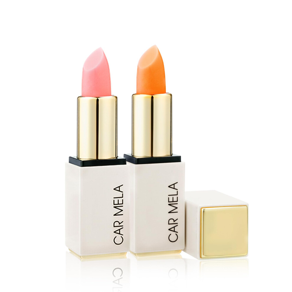 Pink,Orange Color Changing Lip Balm Set With Ph Reactive Tint, Hydrating Vitamin E, 2Pcs Pink And Orange