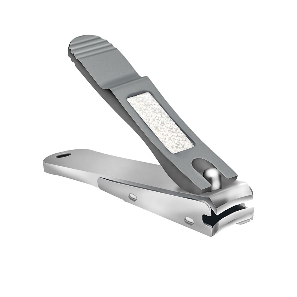 Grey Nail Clippers With Ergonomic Grip And Catcher, Ultra Sharp Stainless Steel Toenail Clippers, Space