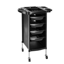 Salon Trolley with 4 Drawers, Side Tray and Dryer Holder, 360 Wheels for Hairdresser and Spa