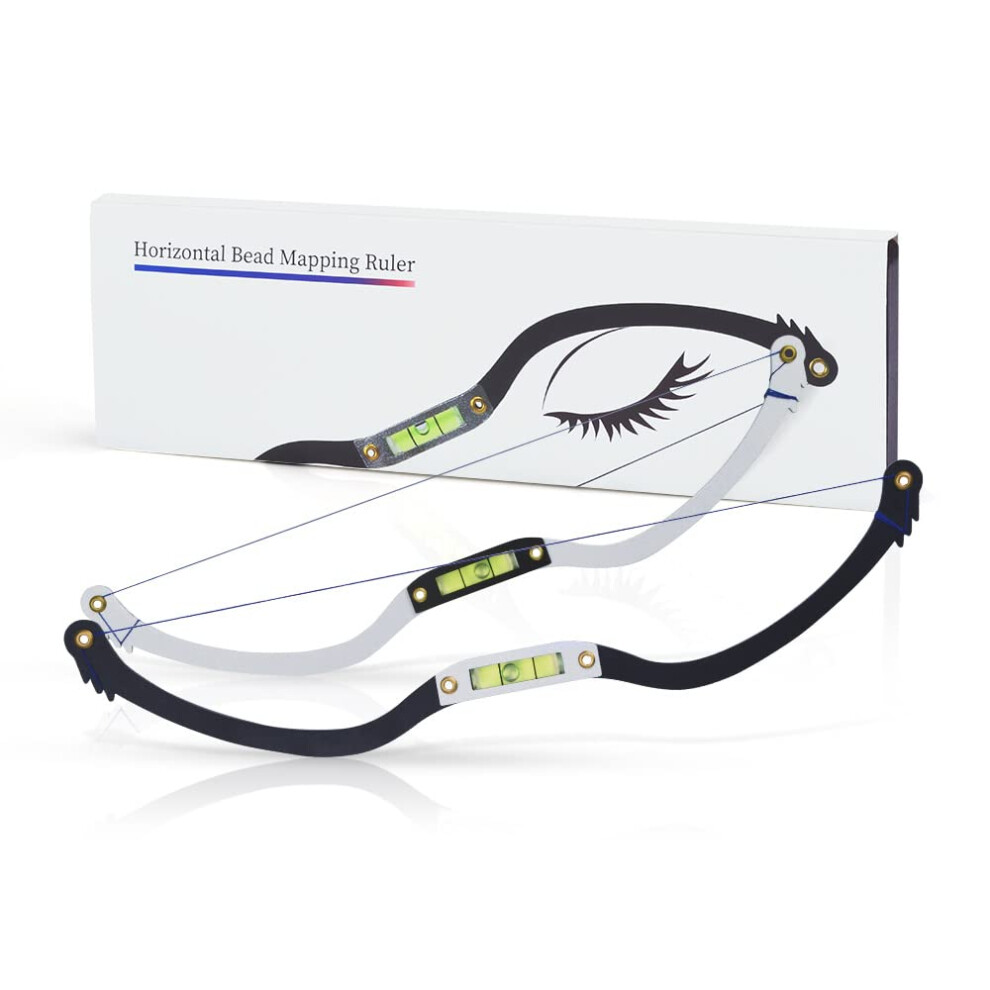 Eyebrow Mapping Tool with Builtin Level for Precision Measuring and Shaping, Reusable Silver Ruler