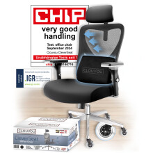 Ergonomic mesh office chair, adjustable seat depth, 4D armrests, 3D headrest, lumbar support, 135 degree recline - CLOUVOU CleverSeat