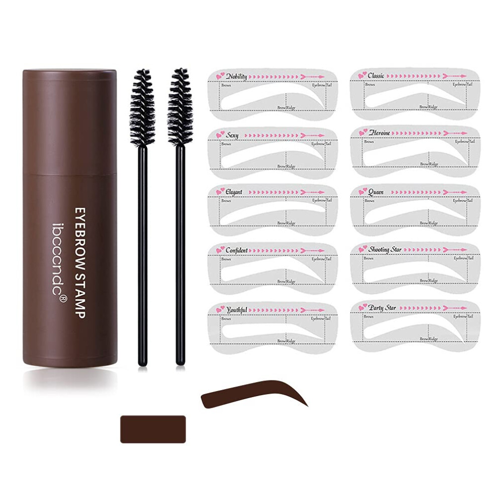 Brown Eyebrow Stamp Kit With Stencils Dark Long Lasting Natural Brows Beginner Friendly