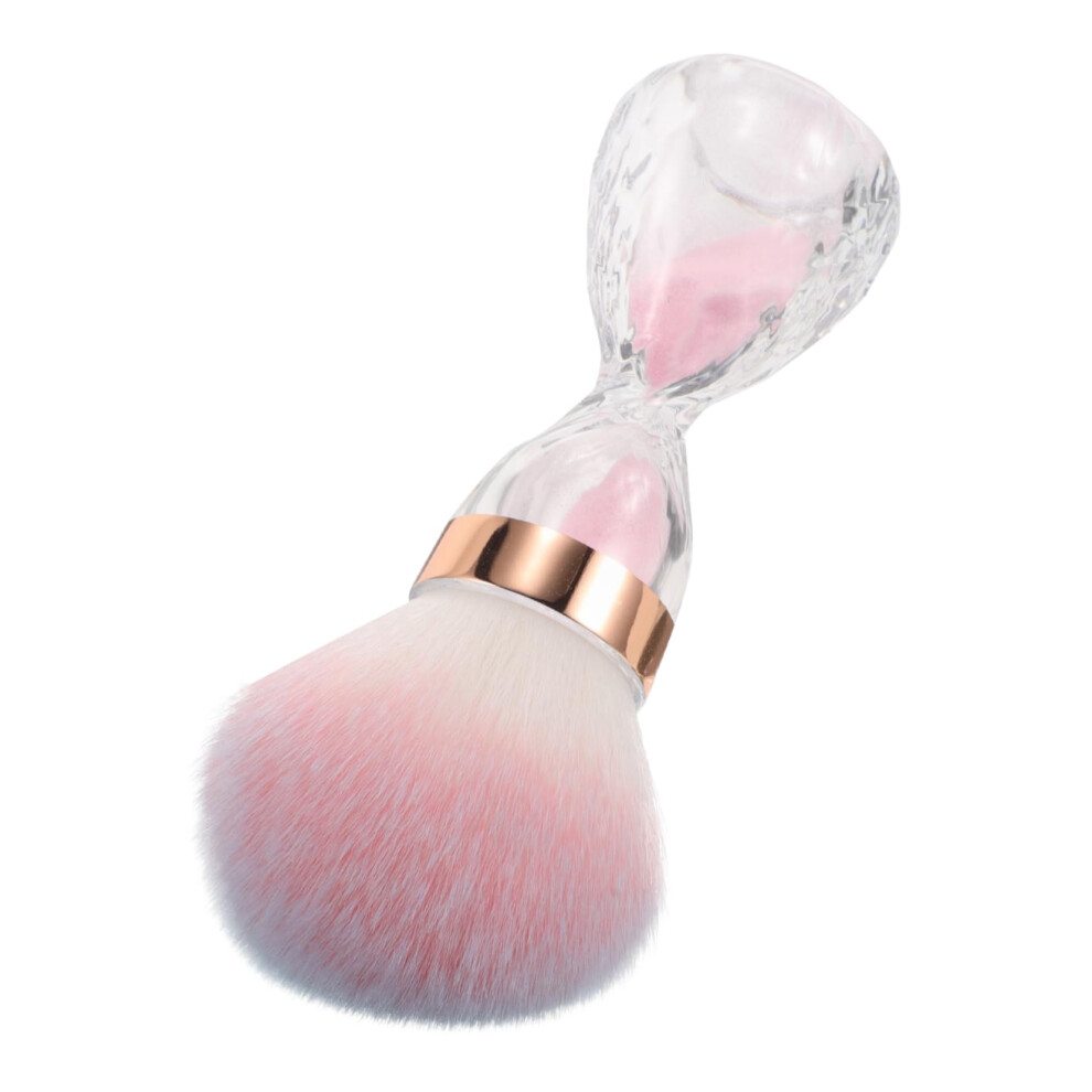 Pink Nail Dust Brush With Soft Bristles For Makeup Powder Cleaning, Compact For Home Salon Use