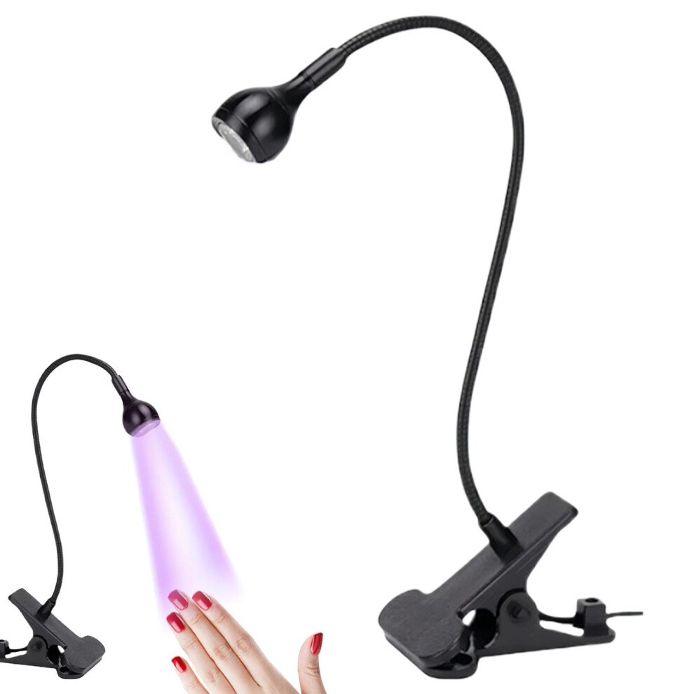 Light Flexible Gooseneck Uv Nail Lamp With Clampon Mount, Usb Powered Gel Curing For Manicure