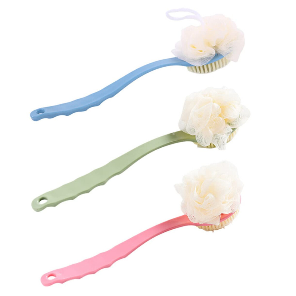 3pcs Long Handle DoubleSided Bath Brush and Shower Brush with Ergonomic Grip for Exfoliating