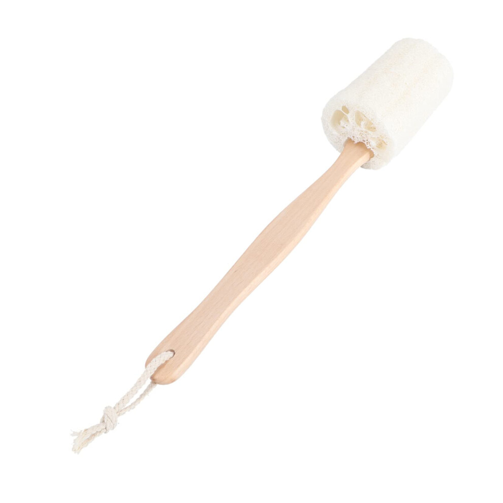 Loofah Bath Brush with Long Wooden Handle Natural Exfoliating Body Scrubber for Shower and Bath