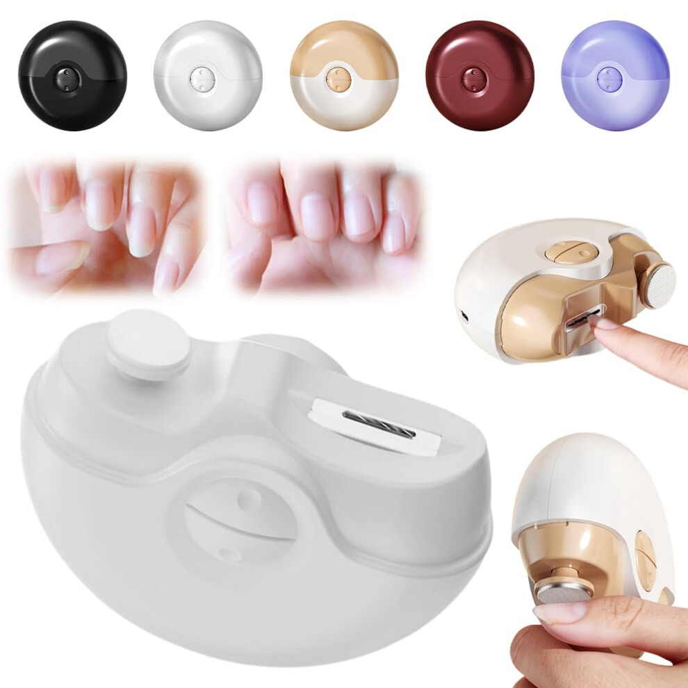 Usb Rechargeable Electric Nail Clipper With Led Safe Automatic Nail Trimmer For All Ages, Light/White