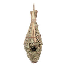 Håndvevd halmfuglbur i rustikk stil for papegøyeundulater, naturlig sivgress, miljøvennlig gjemmested, ventilasjonsdesign, varmt fuglebur med