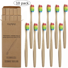Natuurlijke bamboe tandenborstelset, 10BPA-vrije, met houtskool verrijkte zachte borstelharen voor optimale mondverzorging, milieuvriendelijk en