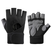 Workout Gloves Half Finger Gloves With Wrist Support-Black M