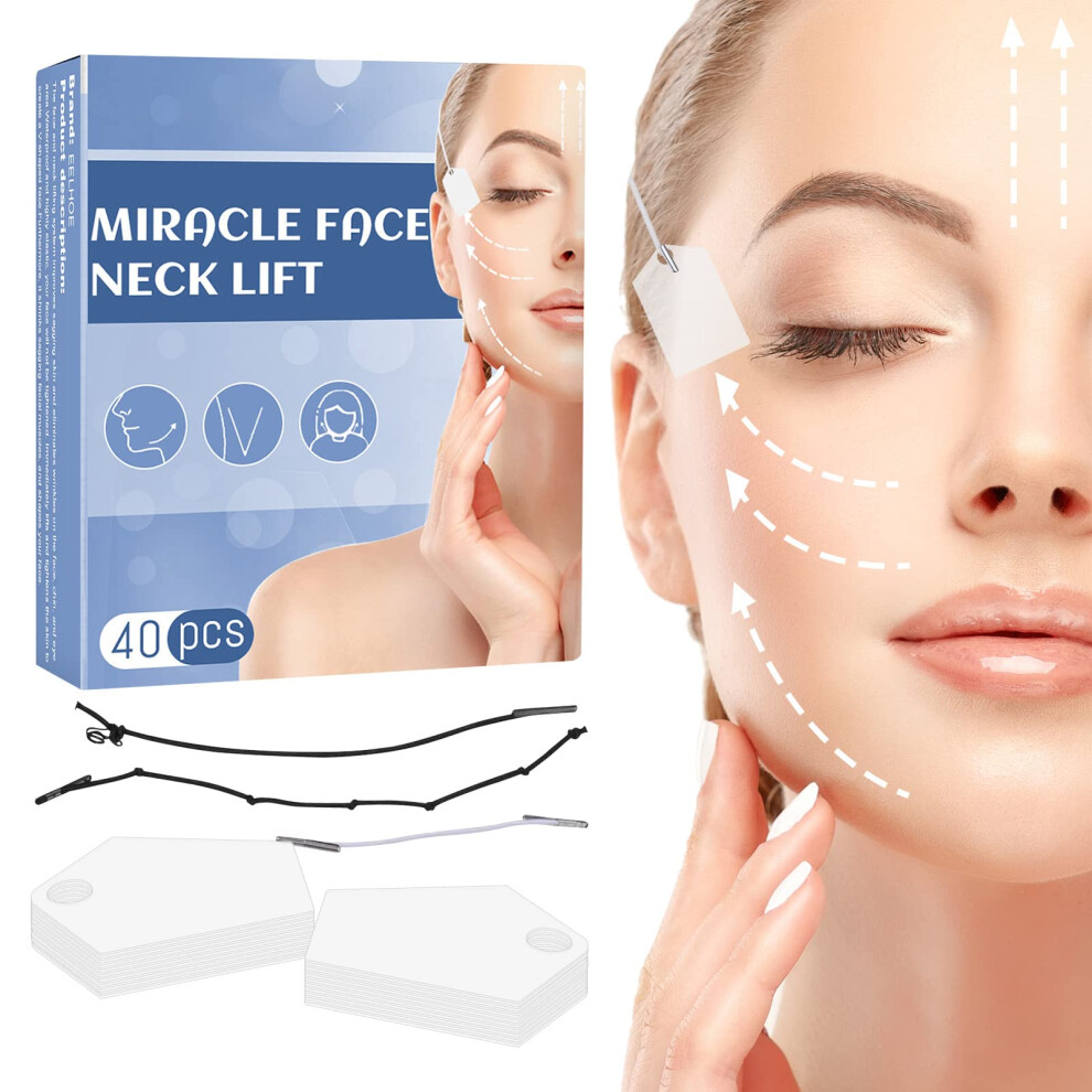 Face Lift Tape 40Pcs Invisible Instant Lifting for Wrinkles and Sagging Skin with Elastic Bands