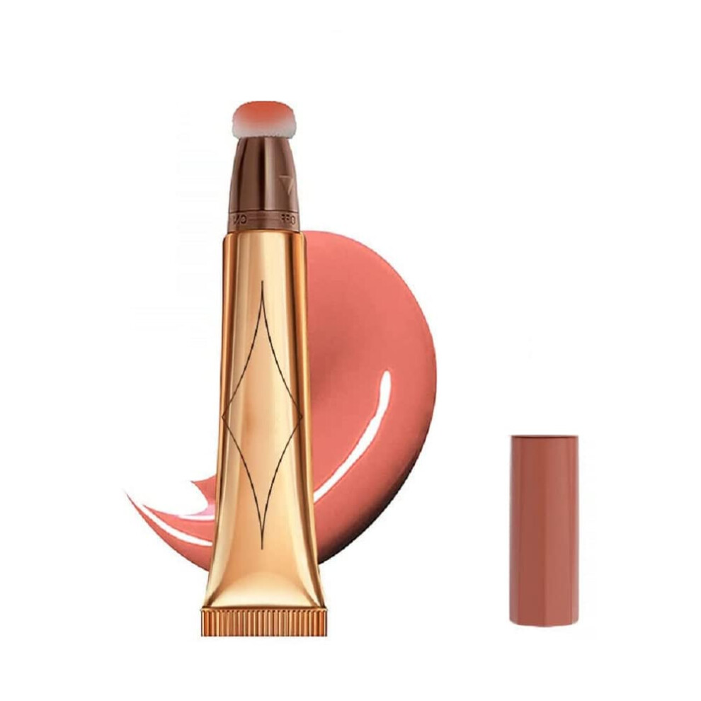 Liquid Blush Wand with Cushion Applicator, Cream Blush Stick Peach Pink, Long Lasting Matte Finish