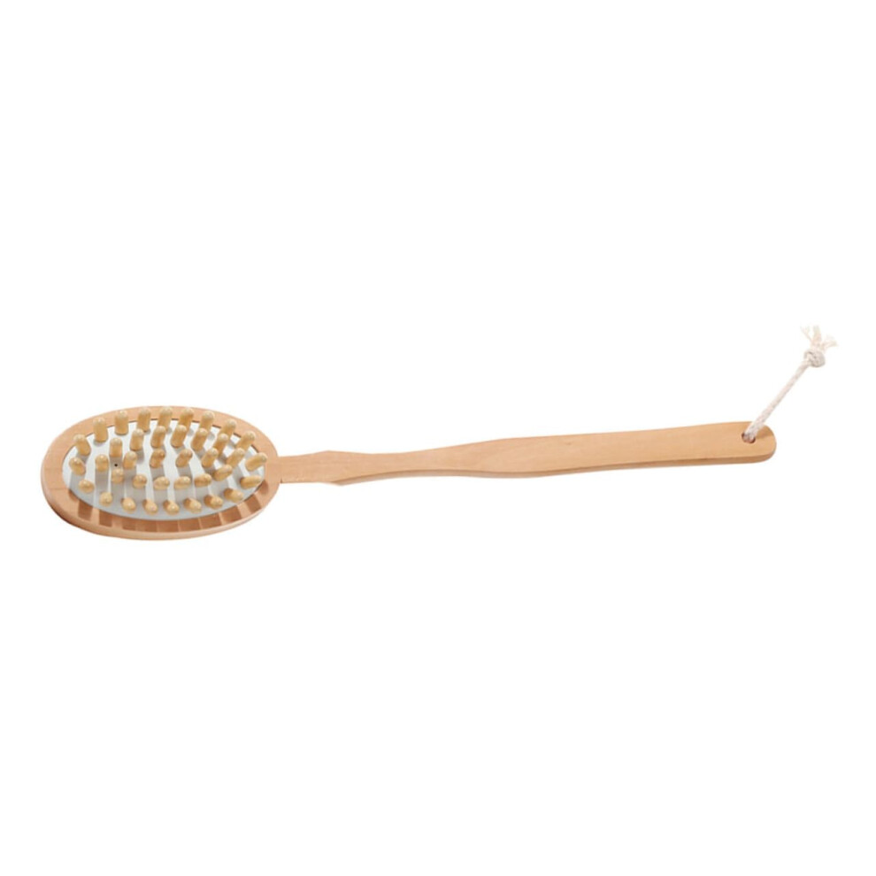 Back Scrubber with Long Handle Wooden Body Brush for Shower Exfoliation and Lotion Application