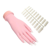 Silicone Hand Model for Manicure Practice with Nail Tips, Realistic Skinlike Texture, Reusable Tool