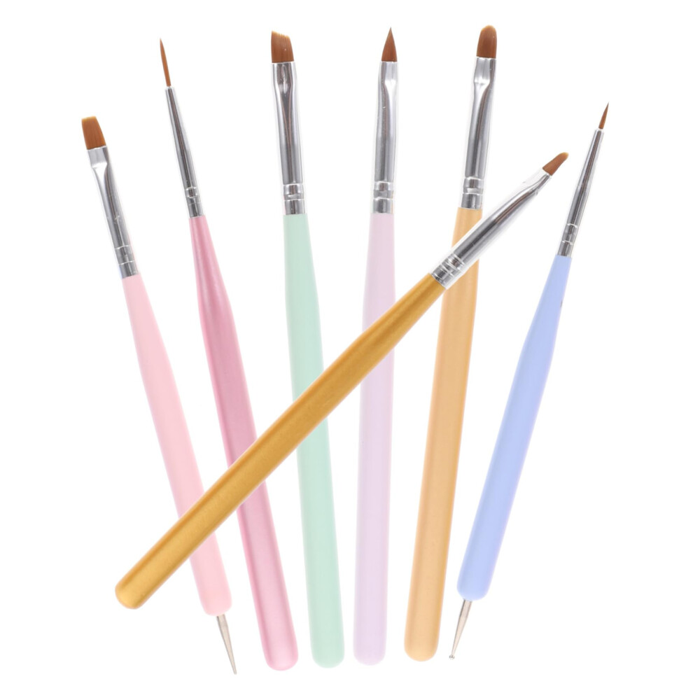 7pcs Nail Art Brushes Set for Manicure with Precision Detailing and DualEnded Floral Design