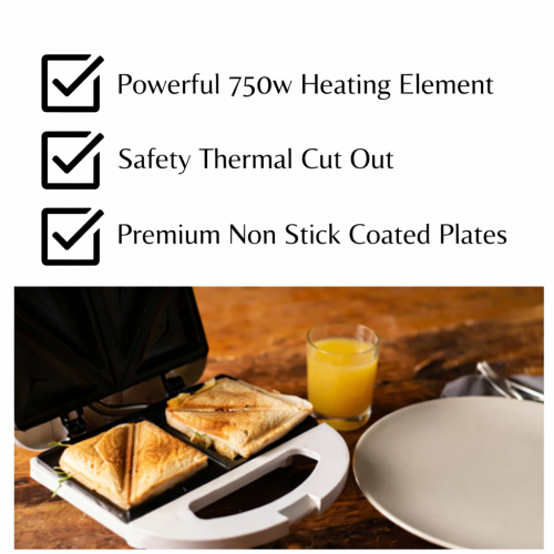 Zaprix Domestic 2 Slice White Sandwich Maker 750W 1