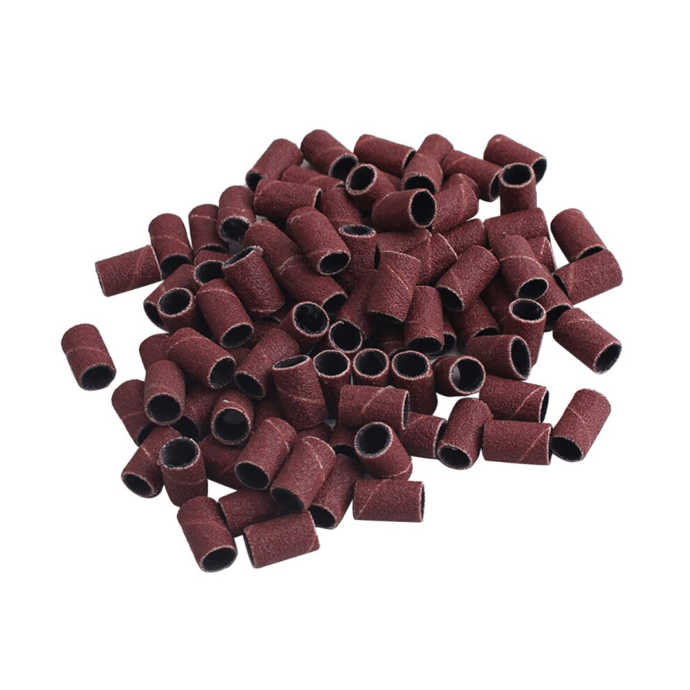 Light/Brown 200Pcs Nail Drill Sanding Bands Durable Corundum Abrasive For Manicure Pedicure Acrylic Nails