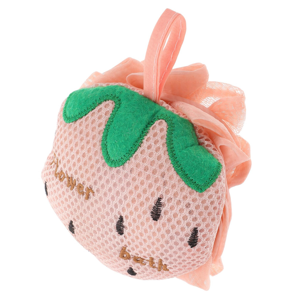 Strawberry Bath Loofah Sponge with DoubleSided Exfoliation, Large Mesh Shower Pouf for Full Body Cleansing