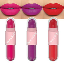 Matte Liquid Lipstick Set 2 in 1 Long Lasting Waterproof 3 Piece Dark Ruby Nude Pink Mauve