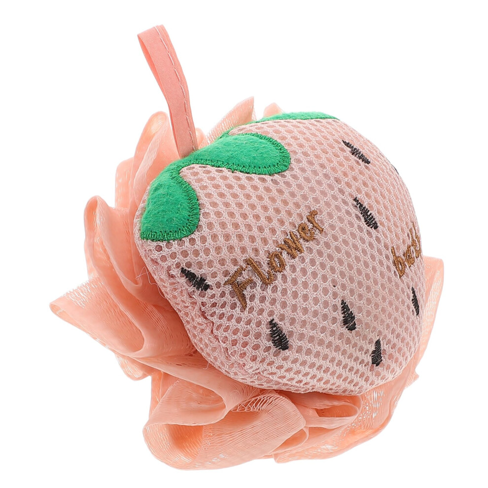 Strawberry Shape Loofah Bath Sponge with Rich Foam, Individually Wrapped Mesh Shower Pouf