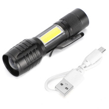 Lanterna LED brilhante com bateria recarregável, iluminação tática com modo de foco ajustável, à prova d'água para entusiastas de atividades