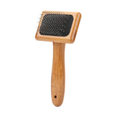 Escova para animais de estimação, ideal para cães e gatos, com cabo de bambu, leve e resistente, com cerdas macias que não arranham, para remover