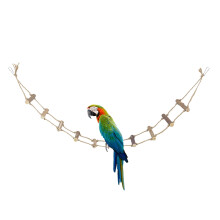 Climbing Ladder For Bird Cage, Wooden Steps Cotton Rope Durable Construction Bite Proof Hanging Swing Tool Avoid Hurting Pet Skin Suitable For