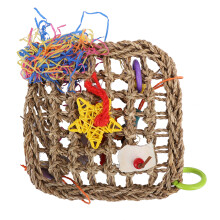 Bird Climbing Hammock Wall With Foraging Mat Chew Resistant Grass Rope Toy Set Includes Hanging Hook Encourages Physical Activity In Pet Birds