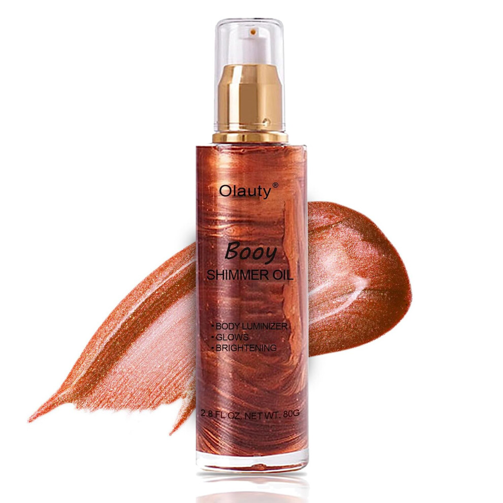 Shimmer Body Oil for Glowing Skin, Lightweight NonGreasy Liquid Body Highlighter, 2.8 Fl Oz