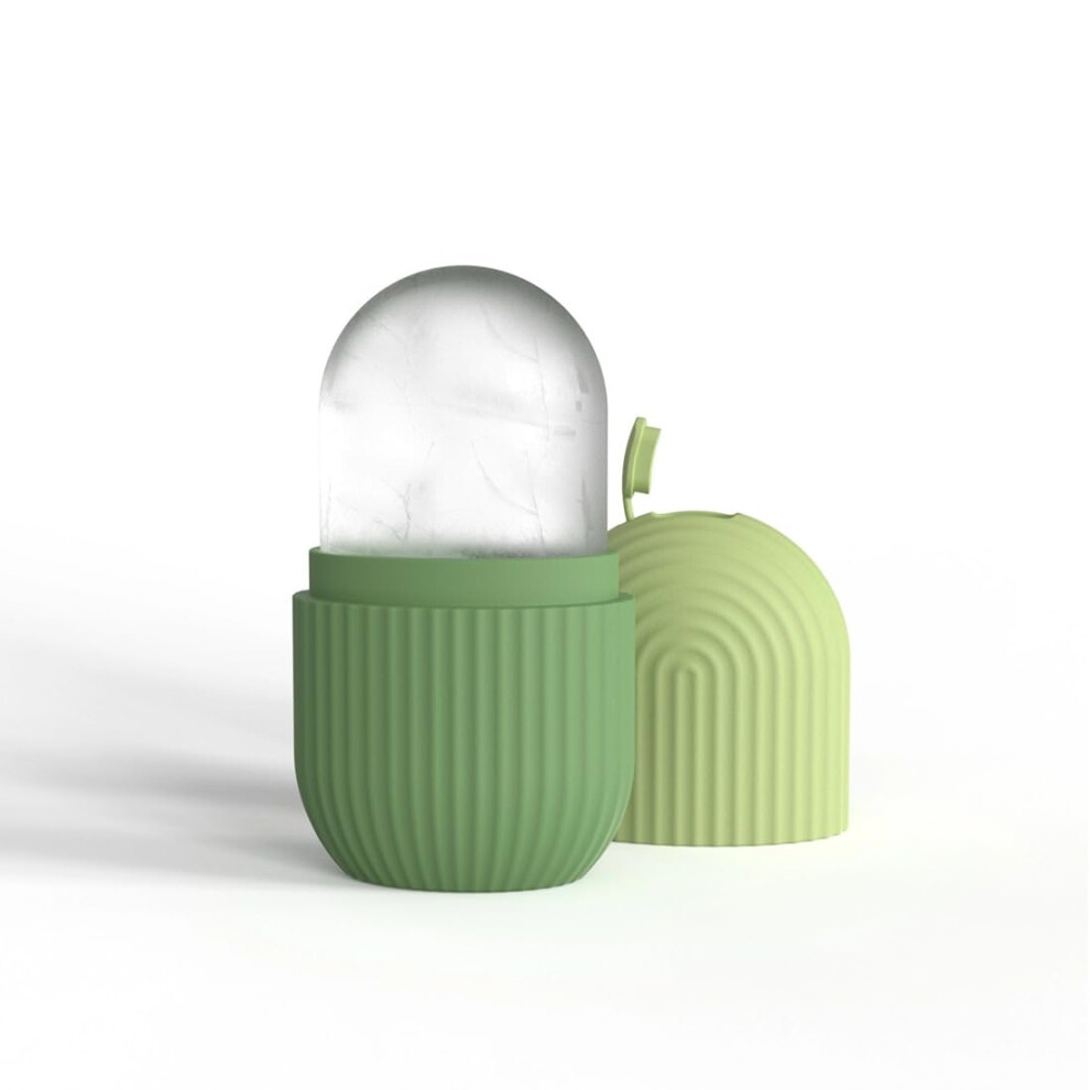 Green Face Ice Roller For Pore Tightening, Reusable Cooling Facial Massage Cube Tray, Stripe