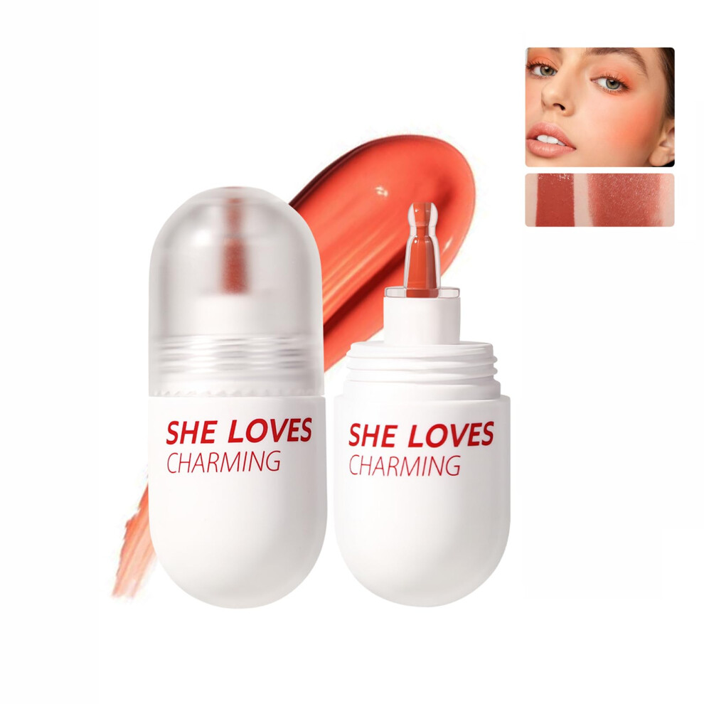 Liquid Blush with Precise Brush Tip, LongLasting Lightweight Creamy Cheek Tint 03# Natural Finish