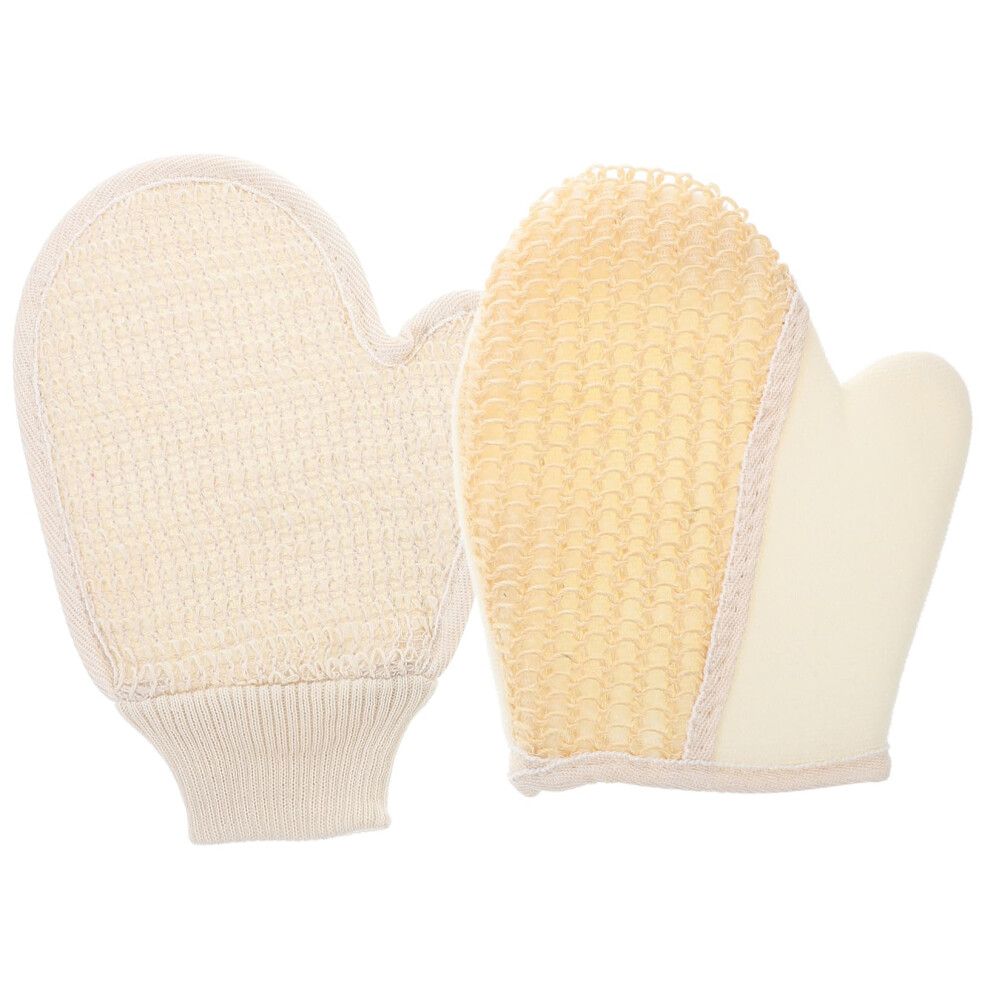 Exfoliating Bath Gloves 2pcs Full Coverage Sisal Mitts Gentle Cotton Linen for Spa and Shower