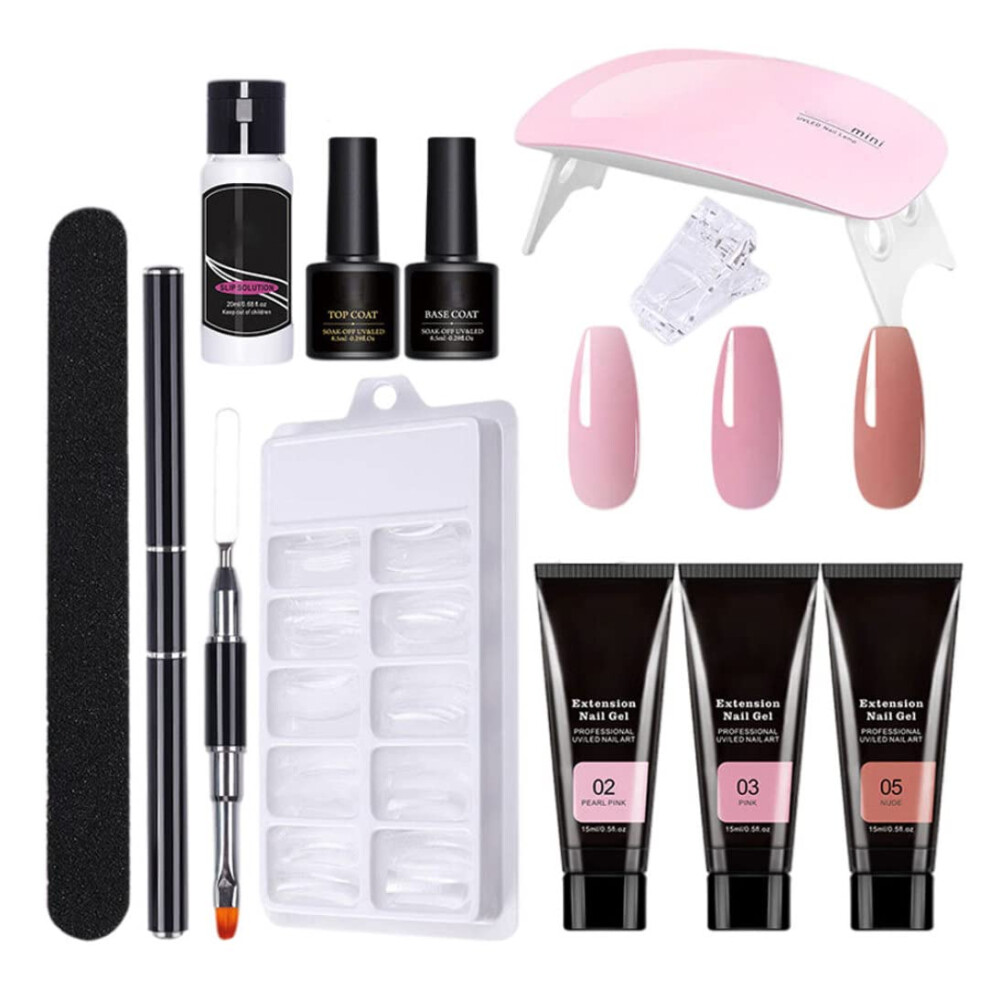 Professional Nail Extension Kit with UV Lamp, 11PCS LongLasting Gel Starter Set for Salon and Home