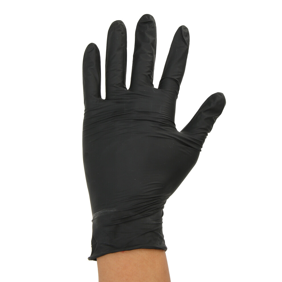 50Pcs Disposable Black Rubber Gloves Textured Fingertips For Home & Salon 4991380877671