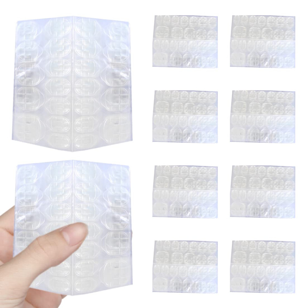 Nail Adhesive Tabs and Glue Stickers, Transparent Strong Hold, Residue, 10 Sheets