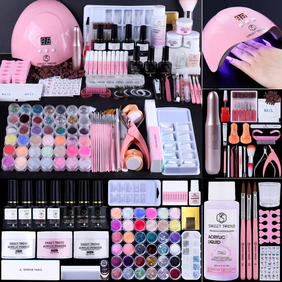 Acrylic Nail Kit for Beginners with Acrylic Powder Set, Complete Starter Extension Tools for Salon Finish