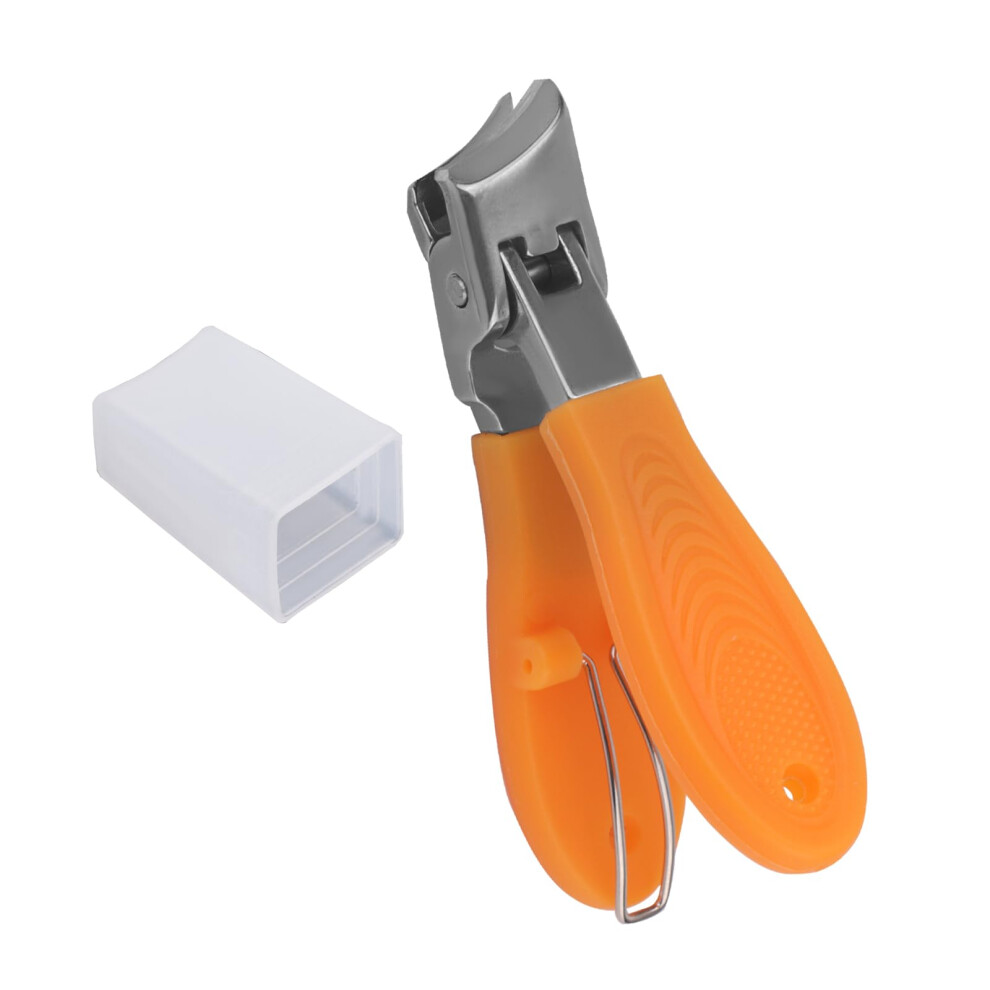 Nail Clippers for Thick Nails with Wide Jaw Opening, Angled Blade Toenail Cutter AntiSplash Orange