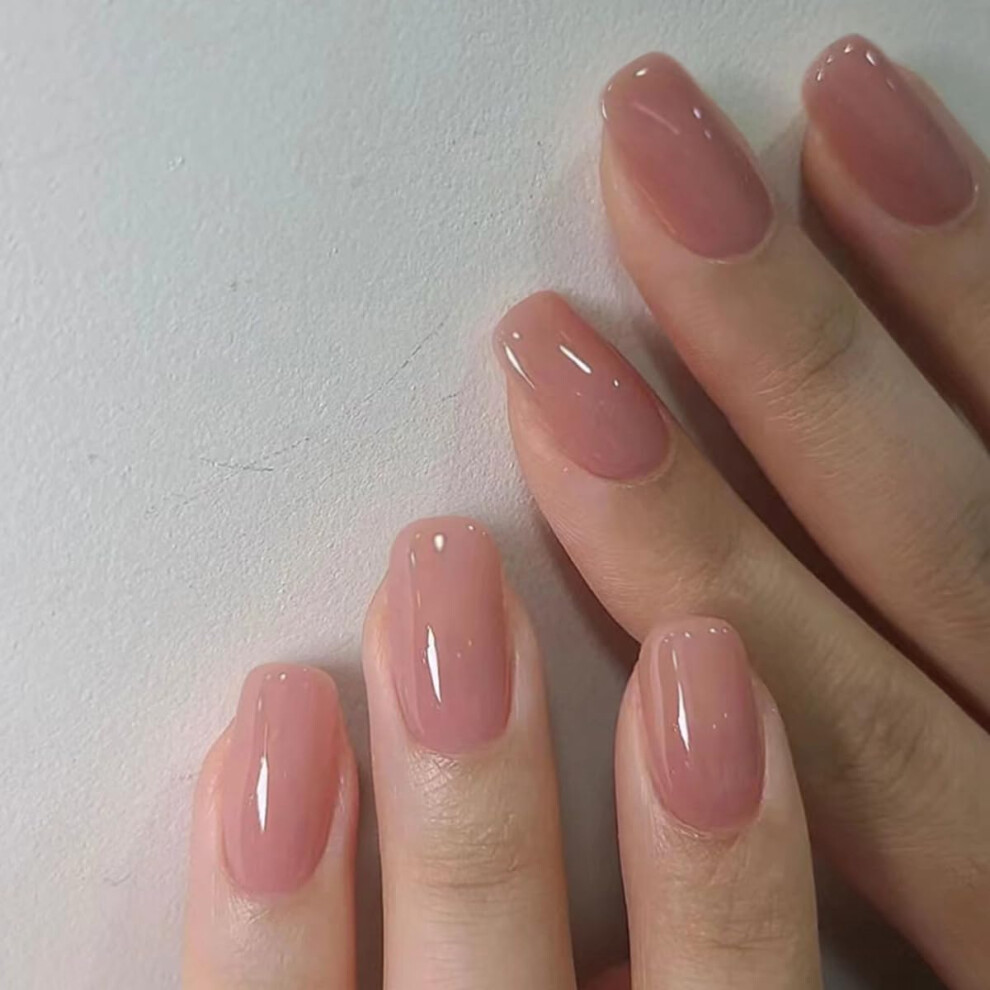 Pink Medium Coffin Press On Nails With Glossy Salonquality Finish, 24Pcs Reusable Fake Nails For Women