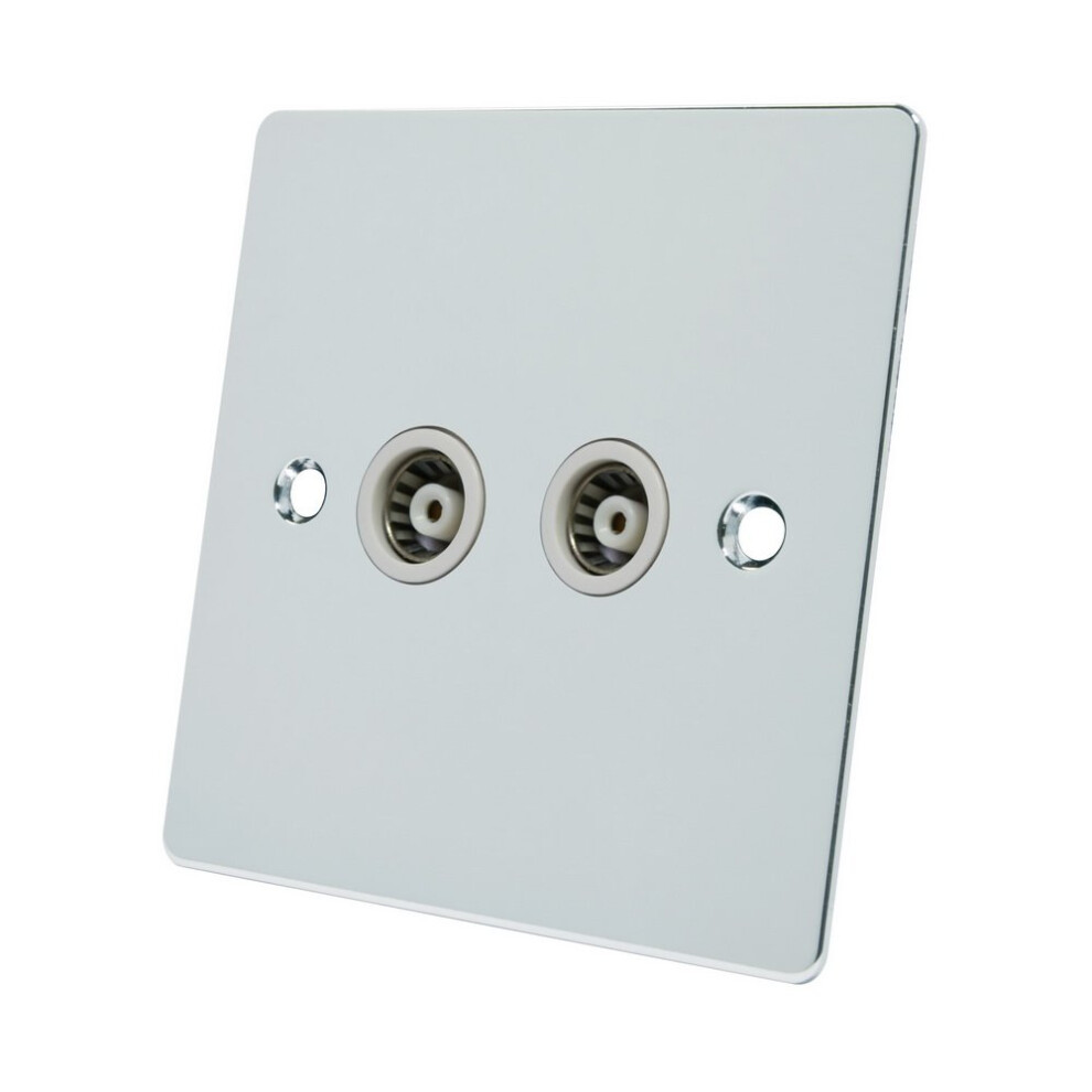 Alliance Electrical Fpc2gtvwh Polished Chrome Flat Tv White Insert-2 Gang Coaxial Female Socket, 240 V 700461520955