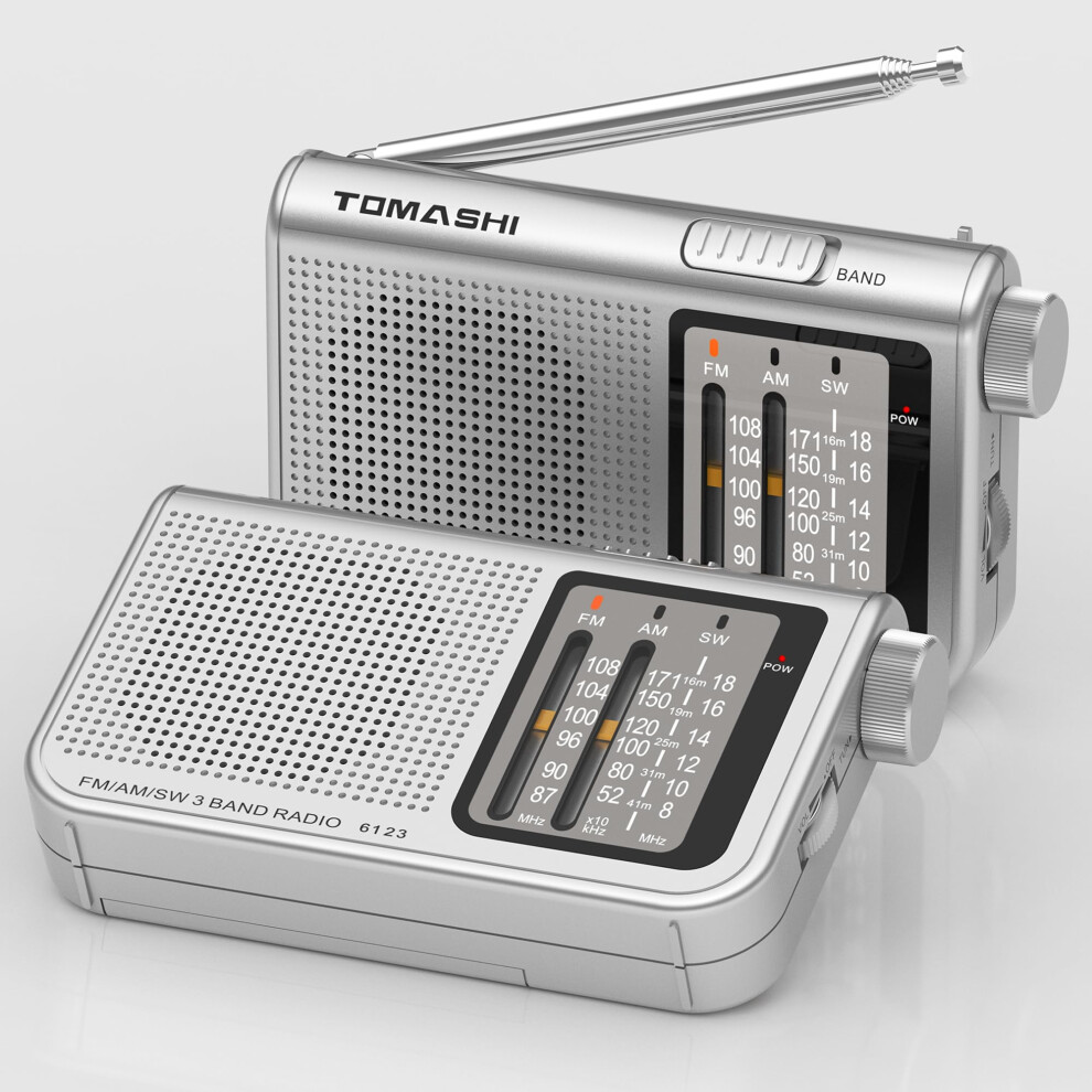 Tomashi Portable Am Fm Shortwave Radio ? 3-Band Transistor Radio With Telescopic Antenna, Large Tuning Knob, Battery Powered, 3.5Mm Headphone Jack 731052661528