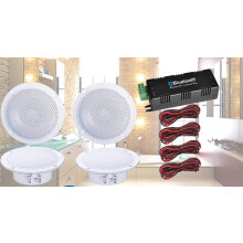 Digitalis Audio Bluetooth Ceiling Speaker Kit Bluetooth Amplifier Water Resistant Ceiling Speakers Perfect for Kitchen or Bathroom (4 Speaker Set)