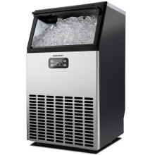 EUHOMY Commercial Ice Maker Machine, 45kg/24H Stainless Steel Under Counter Ice Machine with 15kg Ice Storage Capacity, Freestanding Ice Maker, Cube